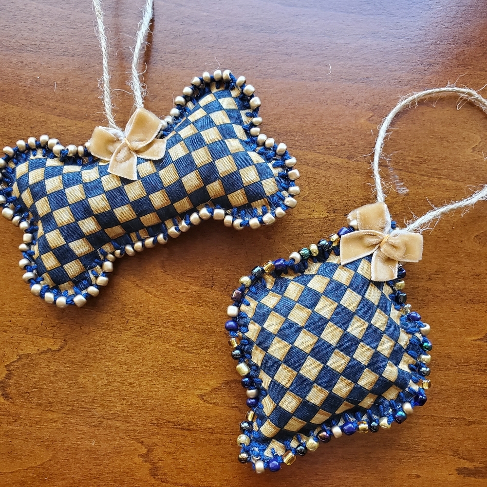 Set Of 2 hand-made Christmas Ornaments Holiday